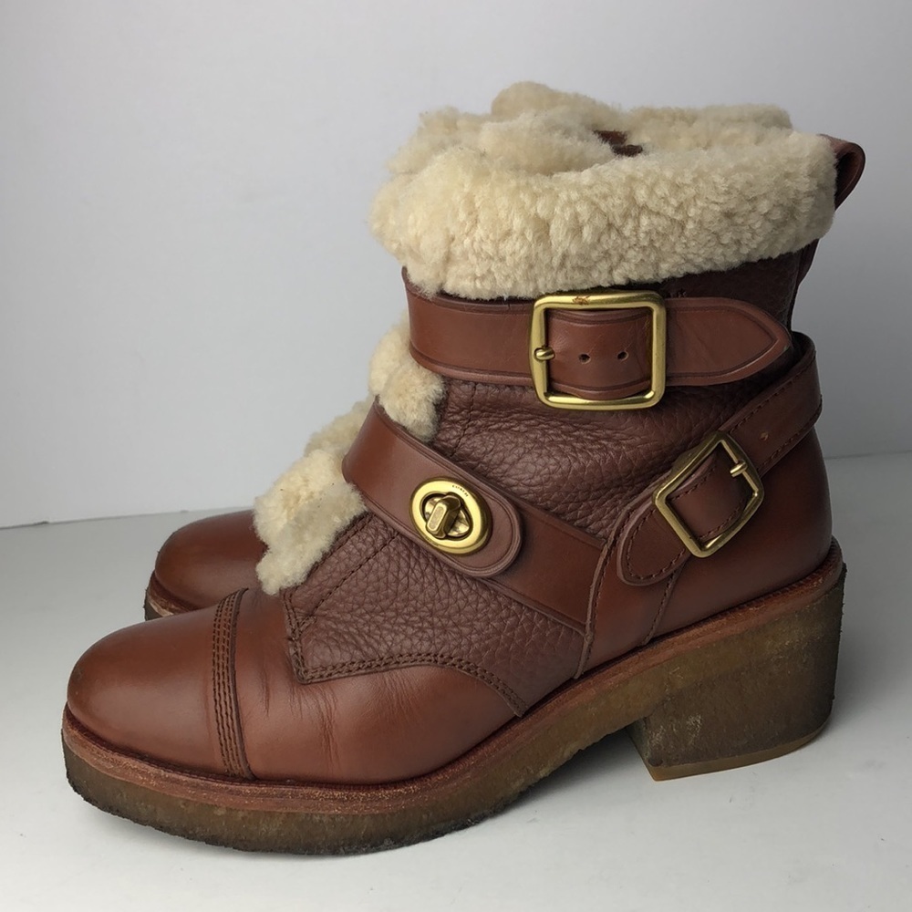 Coach Preston Brown Leather Ankle Boots 6.5 - Picture 8 of 16